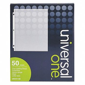 UNIVERSAL ONE Sheet Protector Heavy Gauge Clear PK50, 43YK35