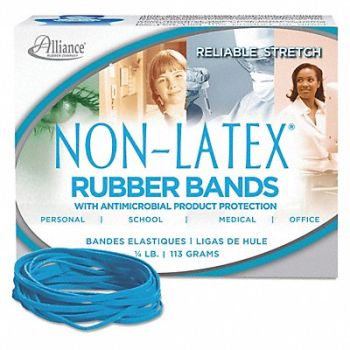 ALLIANCE Rubberbands Size 33 1/4 lb Cyan Blue, 43YL76
