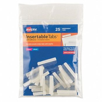 AVERY Index Tab 1 Clear Printable Insert PK25, 43YM64