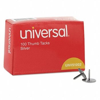 UNIVERSAL Thumb Tacks Steel Head 3/8 Dia PK100, 43YN05
