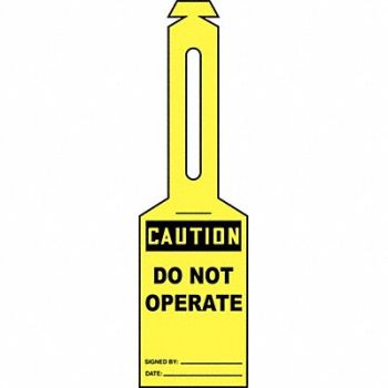 ACCUFORM Loop n Strap Caution Tag 5 1/4in H PK25, 43Z181