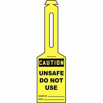 ACCUFORM Loop n Strap Caution Tag 5 1/4in H PK25, 43Z182