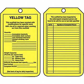 ACCUFORM Sfty Tag 5 3/4in H 3 1/4in W Plstc PK25, 43Z279