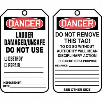 ACCUFORM Sfty Tag 5 3/4in H 3 1/4in W Plstc PK25, 43Z337