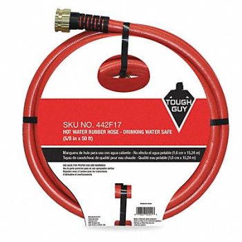 TOUGH GUY Water Hose 5/8 I.D.50 ft Rubber, 442F17