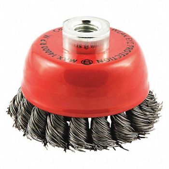 GRAINGER APPROVED Cup Brush Wire 0.020 Dia Carbon Steel, 443M66