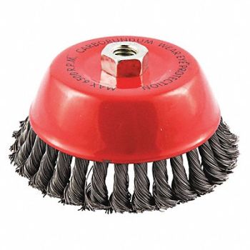 GRAINGER APPROVED Cup Brush Wire 0.020 Dia Carbon Steel, 443N05