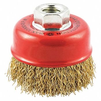 GRAINGER APPROVED Cup Brush Wire 0.014 Dia Brass, 443N58