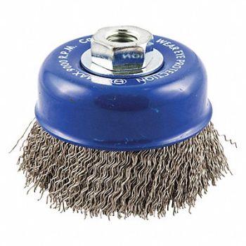 GRAINGER APPROVED Cup Brush Wire 0.020 Dia SS, 443N81