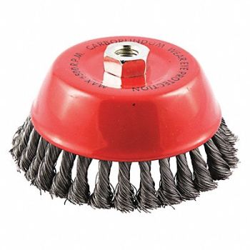 GRAINGER APPROVED Cup Brush Wire 0.014 Dia Carbon Steel, 443N91