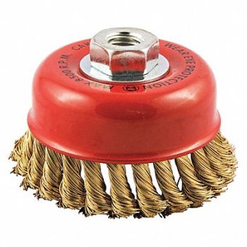 GRAINGER APPROVED Cup Brush Wire 0.020 Dia Brass, 443P07