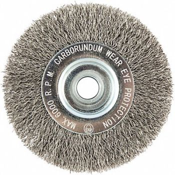 GRAINGER APPROVED Wire Wheel Brush 0.0118 Dia Wire, 443P11