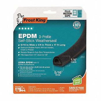 FROST KING Weatherstrip Adjustable Insert Rubber, 443Y62