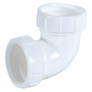 GRAINGER APPROVED Elbow 90 Deg Wht Drain Slip Connection, 444J36