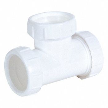 GRAINGER APPROVED Tee White Drain Slip Connection, 444J37