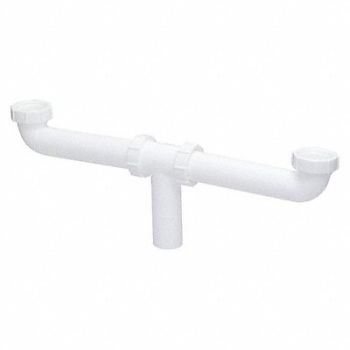 GRAINGER APPROVED Center Outlet Wht Drain Slip Connection, 444J46