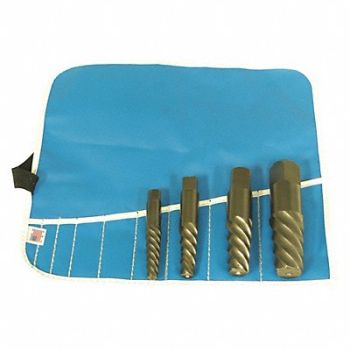 CHICAGO-LATROBE Screw Extractor Set 4pc HSS Wood Block, 445M34