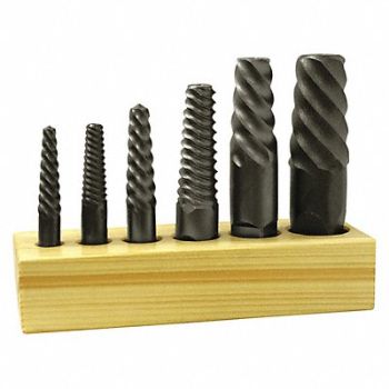 CHICAGO-LATROBE Screw Extractor Set 6pc HSS Wood Block, 445M38