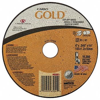 GRAINGER APPROVED Abrasive Cut-Off Wheel 4 dia., 447R01