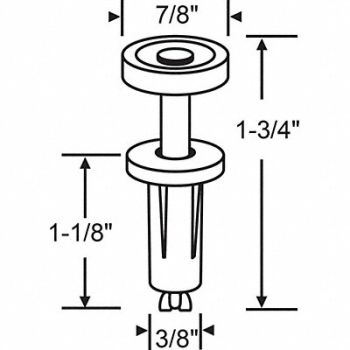 GRAINGER APPROVED Door Top Roller Nylon/Steel 1-63/64 L, 448R72