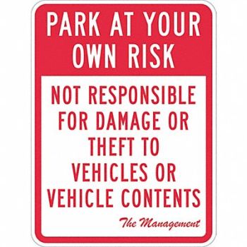 LYLE Parking Lot Damage Advisory Sign 24 x18, 449J67