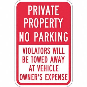 LYLE Private Property No Parking Sign 18 x12, 448W18