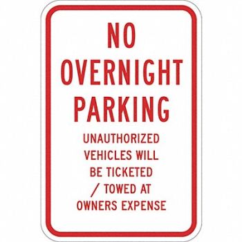 LYLE No Overnight Parking Sign 18 x 12, 448W35