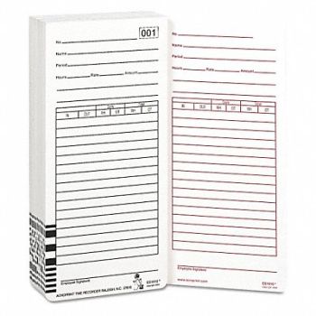 ACROPRINT Payroll Card for Time Clock ES1000 PK100, 44NT65