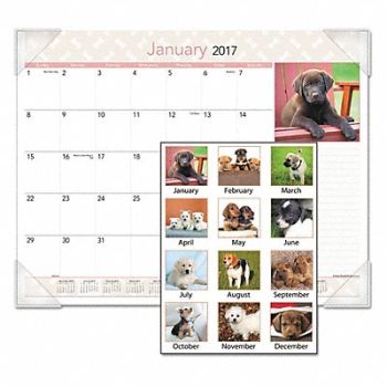 AT-A-GLANCE Monthly Desk Calendar Puppies, 44NR26