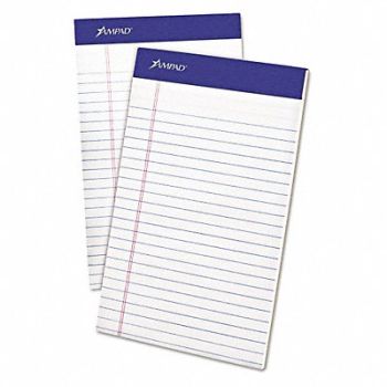 AMPAD Perforated Legal Pad 5 X8 White PK12, 44NY30