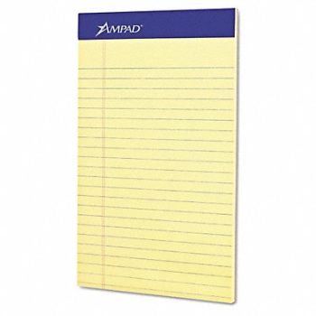 AMPAD Perforated Legal Pad 8 X5 Canary PK12, 44NY25