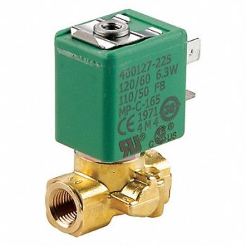 REDHAT Solenoid Valve Brass NC Air Inert Gas, 44U336