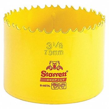 STARRETT Bi-Metal Deep Cut Hole Saw 3-1/8 79mm, 44WD46