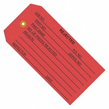 PARTNERS BRAND Tag Rejected 4-3/4 x2-3/8 PK1000, 44YF03