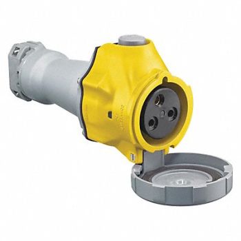HUBBELL Pin and Sleeve Connector 32A 2 HP Yellow, 44ZD62