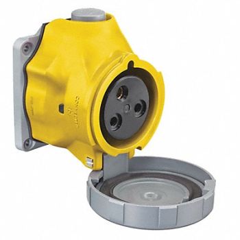 HUBBELL Pin and Sleeve Receptacle 32A 2HP Yellow, 44ZD64