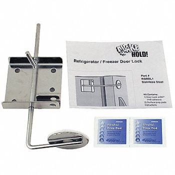 QUAKEHOLD! Refrigerator/Freezer Door Lock Silver, 44ZK09