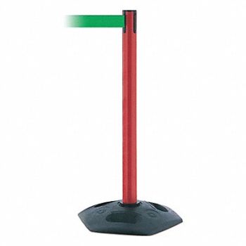 TENSABARRIER Barrier Post with Belt Green, 44ZV75
