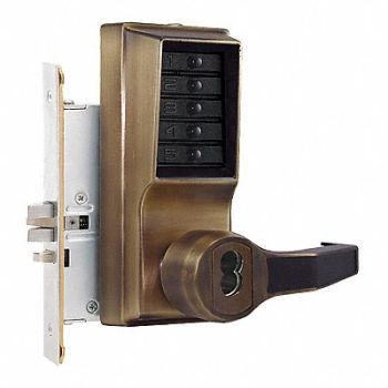 KABA SIMPLEX Push Button Lockset Right Antique Brass, 44ZY72