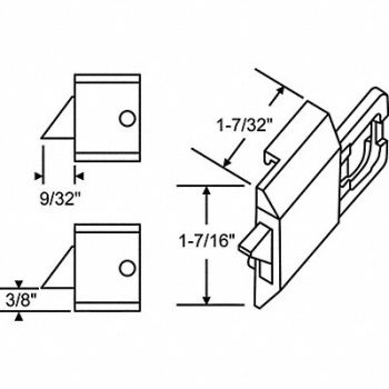 GRAINGER APPROVED Slide Latch Tilt Window 27/64 L, 451J16