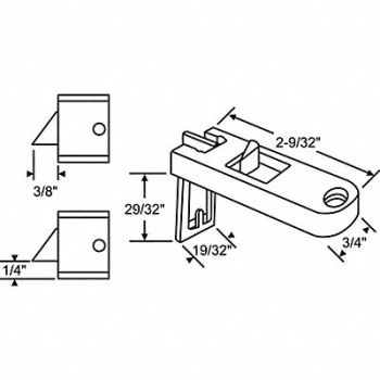 GRAINGER APPROVED Slide Latch Tilt Window 2-9/32 L, 451J17