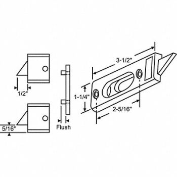GRAINGER APPROVED Tilt Slide Latch Tilt Window 3-1/2 L, 451J21