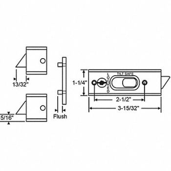 GRAINGER APPROVED Tilt Slide Latch Tilt Window 3-15/32 L, 451J22