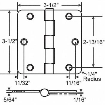 GRAINGER APPROVED Butt Hinge Steel 100.0 lb Load Cap. PR, 451J35