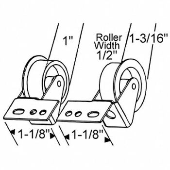 GRAINGER APPROVED Drawer Front Roller Set 1/4 H, 451J89