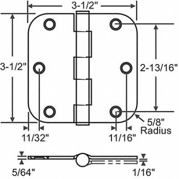 GRAINGER APPROVED Butt Hinge Steel 100.0 lb Load Cap. PR, 451K14