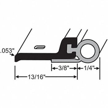 GRAINGER APPROVED Weatherstrip Hollow Bulb Insert 84 L, 451K17