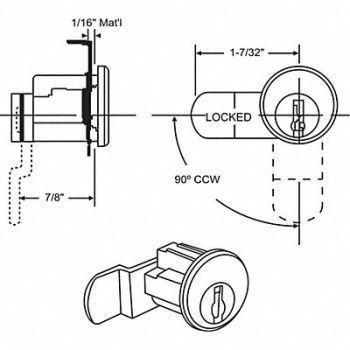 GRAINGER APPROVED Mailbox Lock For 4C Pedestal Mailboxes, 451K31