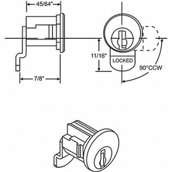 GRAINGER APPROVED Mailbox Lock For 4C Pedestal Mailboxes, 451K32
