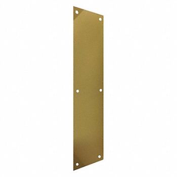 GRAINGER APPROVED Door Push Plate Brass Polished 4 W, 451K56